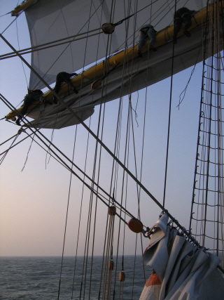 Alex II, auf der Fockrah Alex II, auf der Fockrah